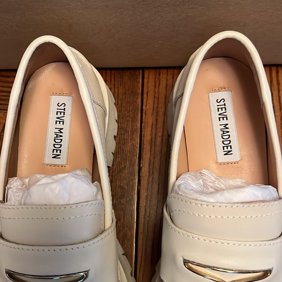 STEVE MADDEN LAWRENCE BONE LEATHER LUG SOLE SHOES. NWT. SIZE 7. - Picture 2 of 6